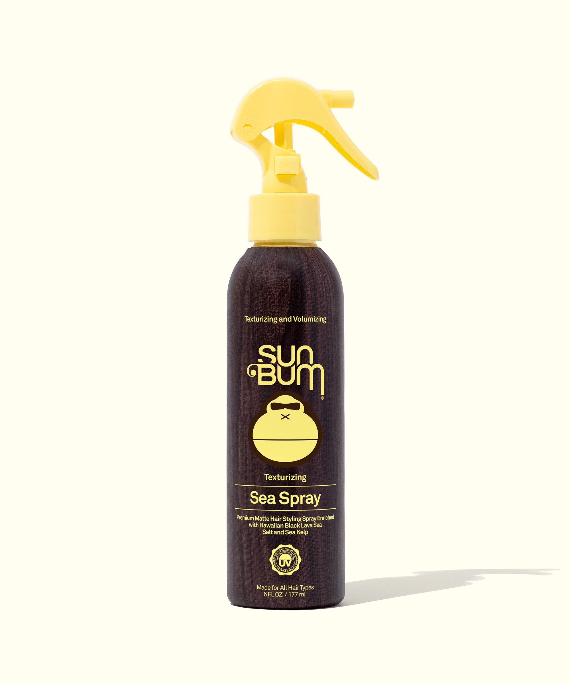 Texturizing sea spray with Hawaiian sea salt and kelp to give that just-got-back-from-the-beach look, Sun Bum