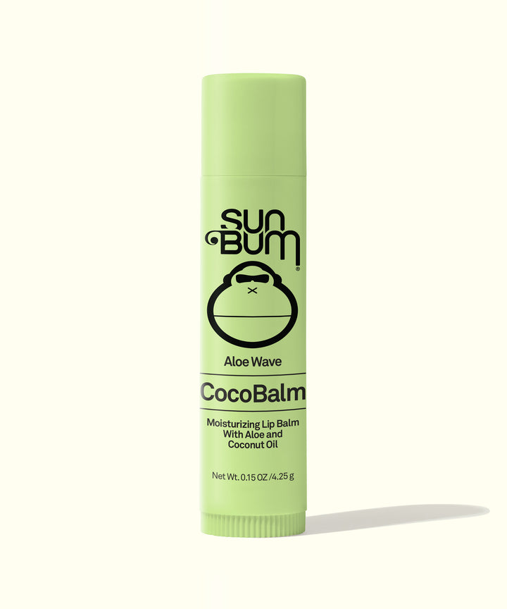 CocoBalm Lip Balm in Aloe Wave flavor, moisturizing lip care with aloe and coconut oil, by Sun Bum.