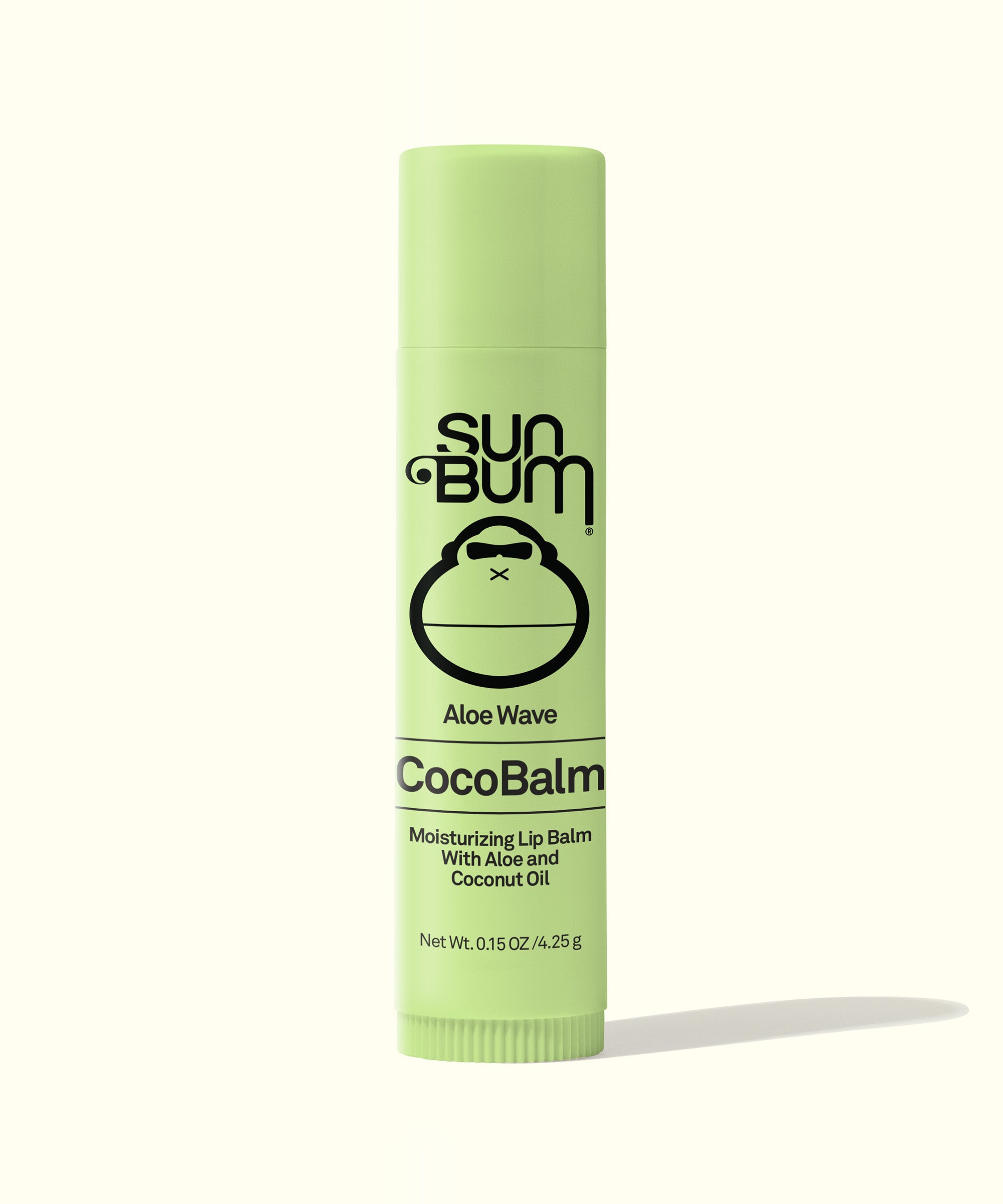 CocoBalm Lip Balm in Aloe Wave flavor, moisturizing lip care with aloe and coconut oil, by Sun Bum.