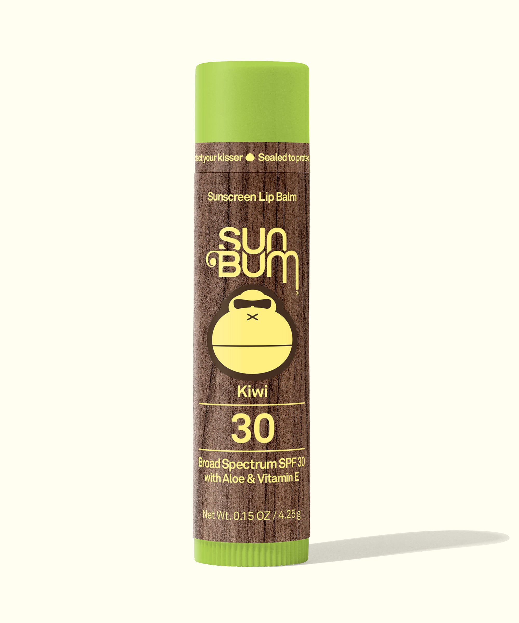 Original SPF 30 Sunscreen Lip Balm - Kiwi, with Aloe and Vitamin E, featuring moisturizing protection for your lips, by Sun Bum.