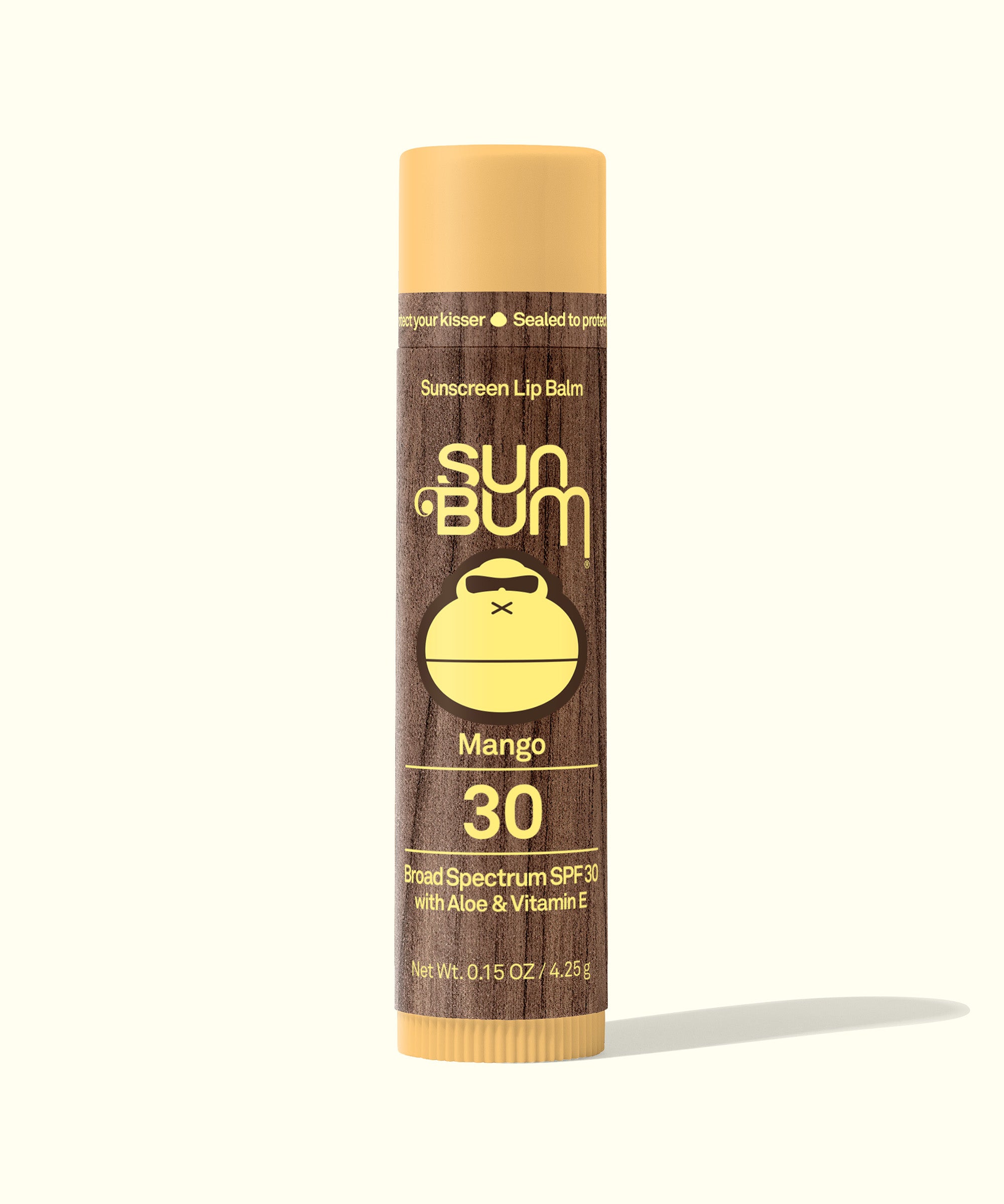 Original SPF 30 Sunscreen Lip Balm - Mango with Aloe and Vitamin E for all-day protection and moisture, by Sun Bum.