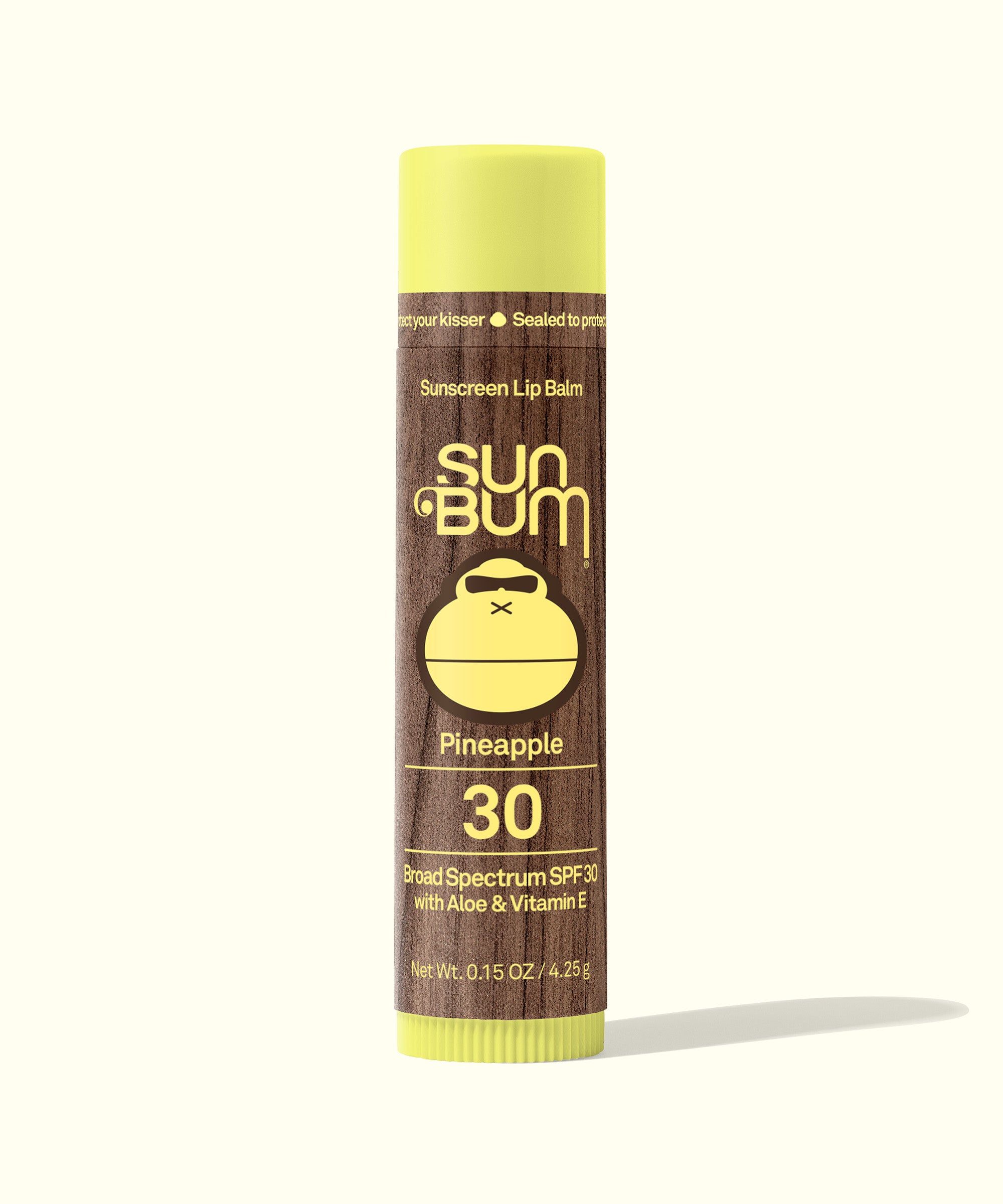Original SPF 30 Sunscreen Lip Balm - Pineapple flavor, moisturizing with Aloe and Vitamin E, Sun Bum.