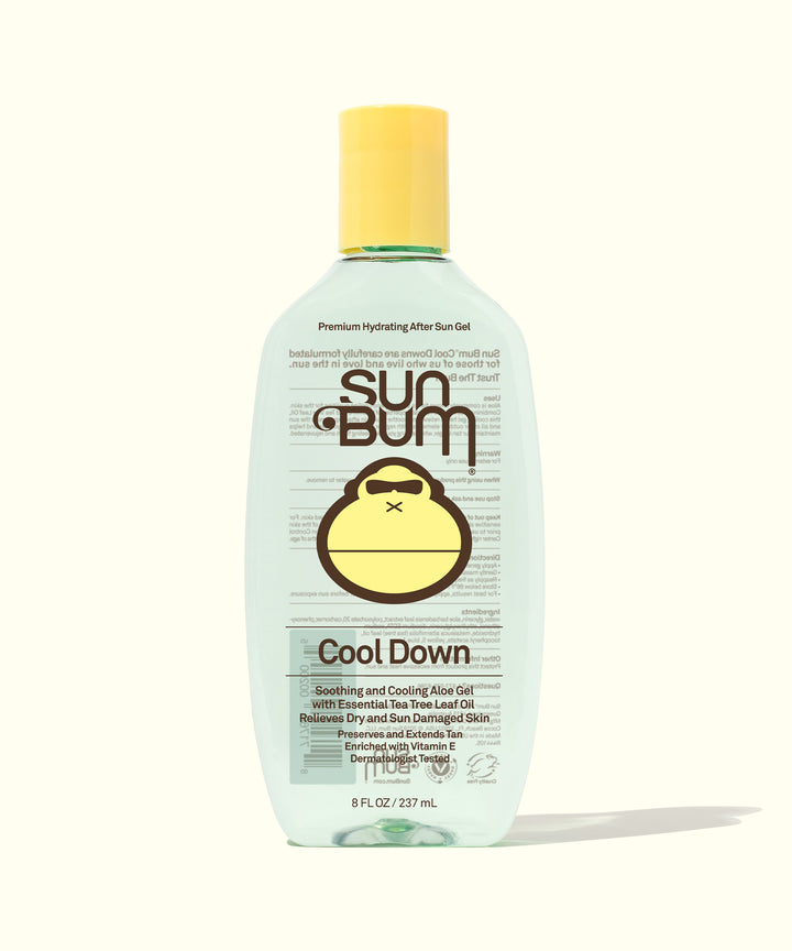 Bottle of After Sun Cool Down Gel, a soothing Aloe gel for sunburn relief by Sun Bum.