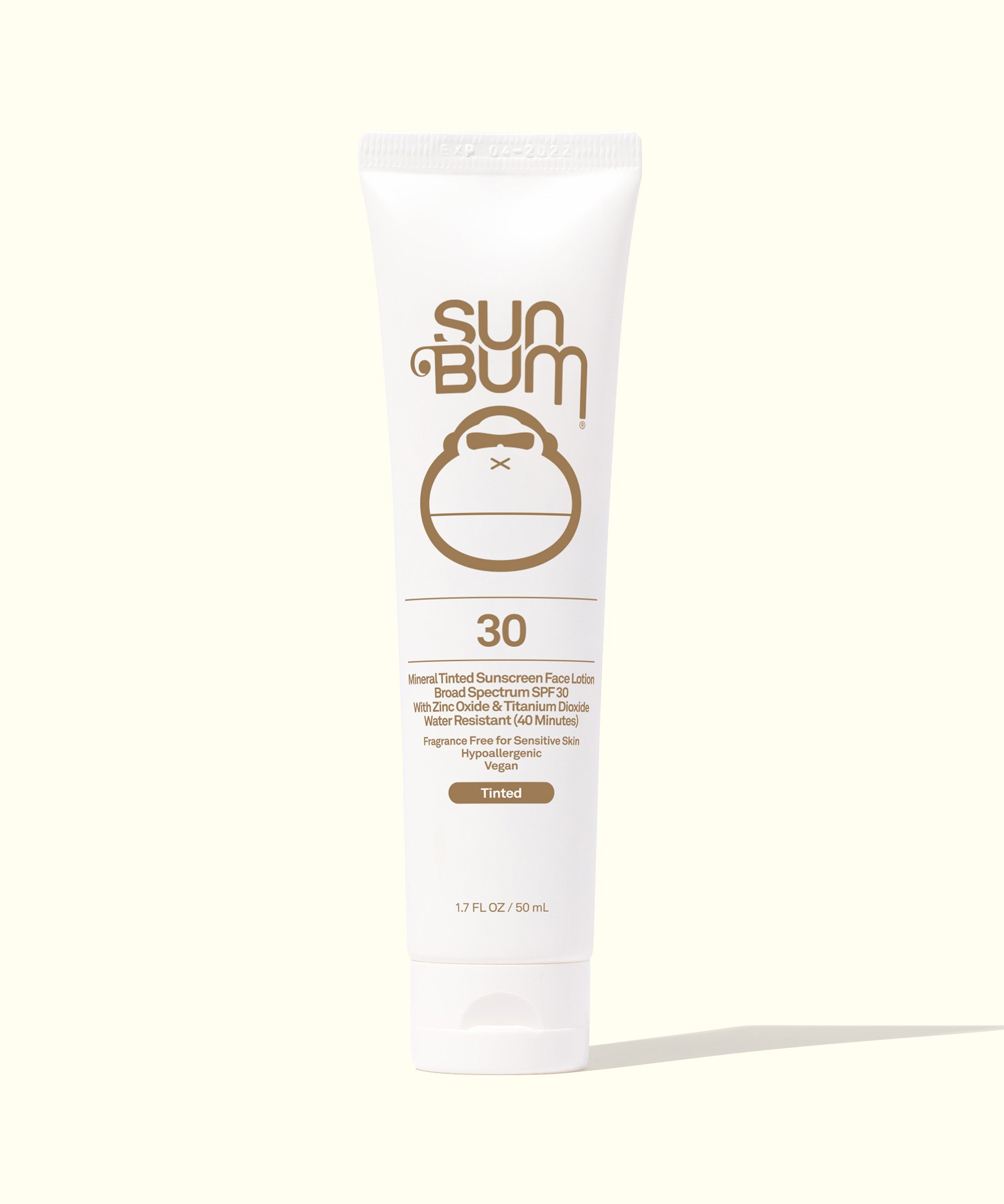 Tinted Mineral SPF 30 Sunscreen Face Lotion - Fragrance Free, lightweight primer, matte finish, Sun Bum.