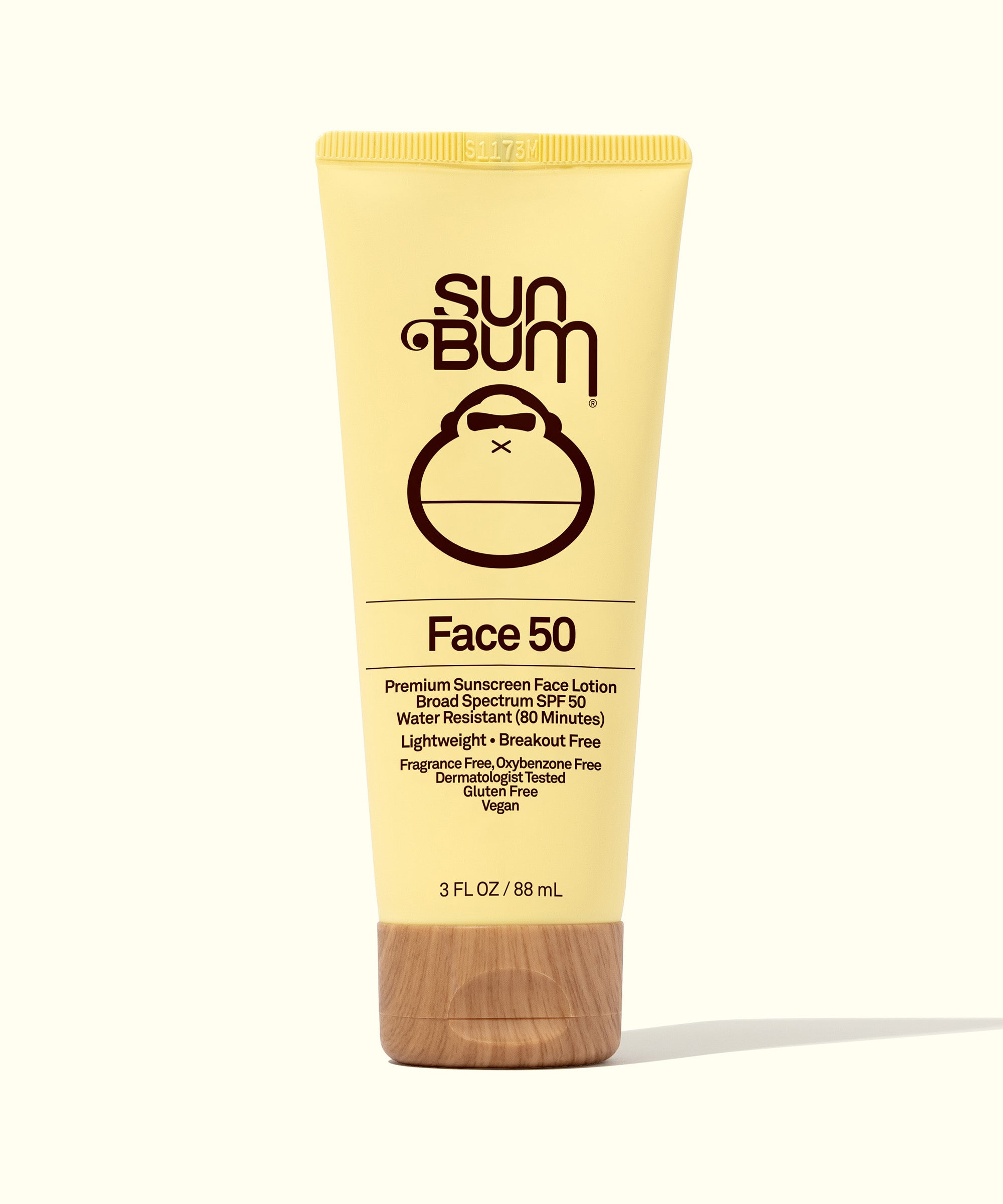 Original SPF 50 Sunscreen Face Lotion in yellow tube with brown cap, lightweight, quick-absorbing for easy, invisible protection and matte finish by Sun Bum.