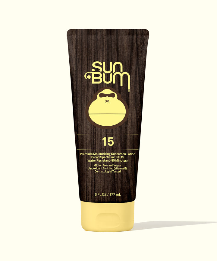 Bottle of Original SPF 15 Sunscreen Lotion by Sun Bum.