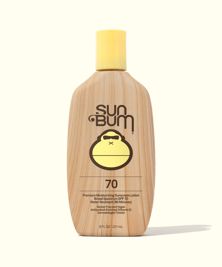 Bottle of Original SPF 70 Sunscreen Lotion by Sun Bum, featuring water-resistant and broad-spectrum protection, Sun Bum.