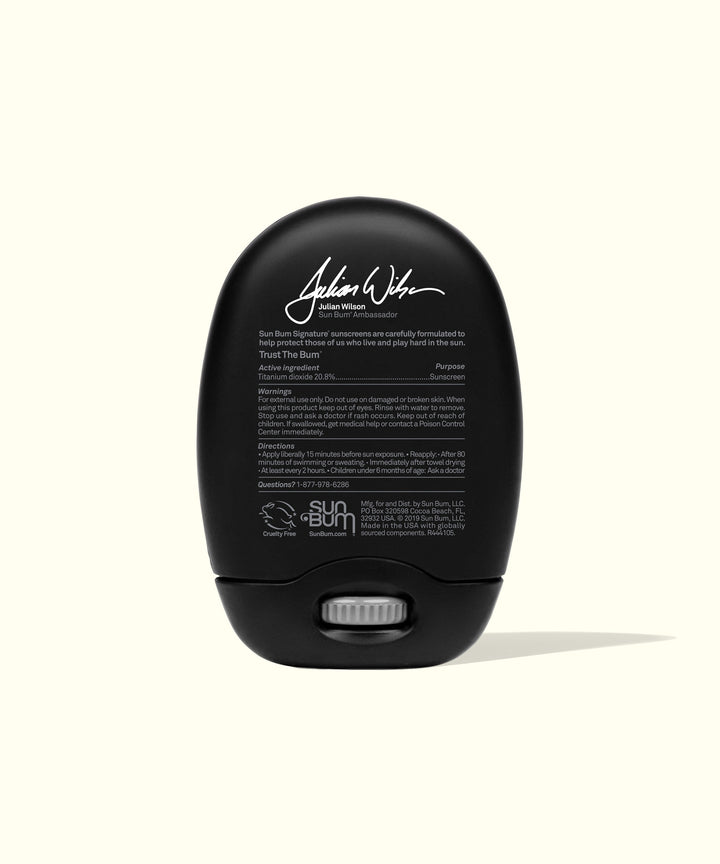 Signature SPF 50 Tinted Sunscreen Face Stick by Sun Bum, providing mineral based broad spectrum protection, perfect for rigorous outdoor activities.