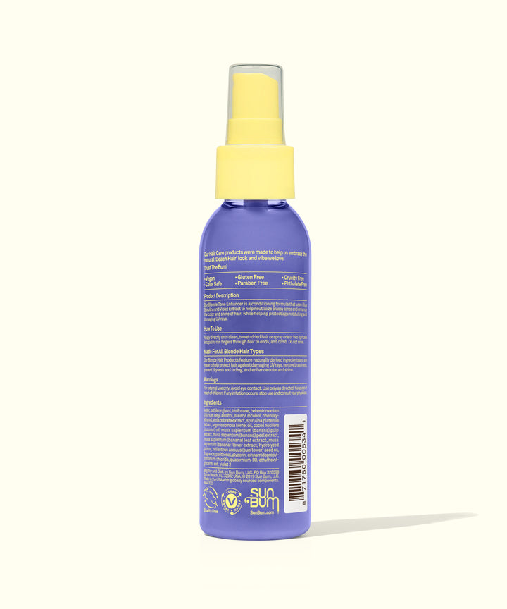 Blonde Tone Enhancer spray bottle with Violet Extract and Argan Oil for cooler blonde tones, Sun Bum.