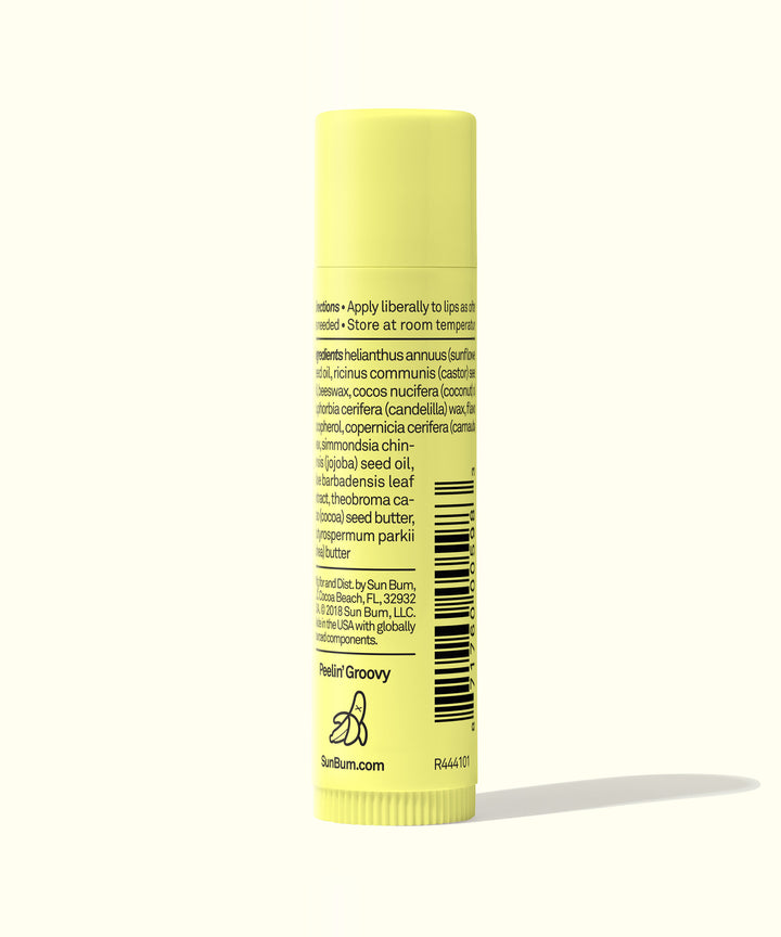 CocoBalm Lip Balm - Banana Cream by Sun Bum, in a yellow tube with ingredient list and directions for use. Sun Bum.